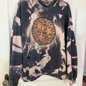 Tie-Dye Sweatshirt with Tri-Star and Leopard Design
